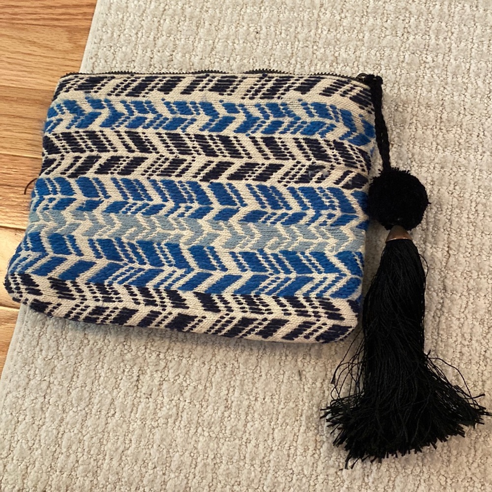 World Market Blue and black clutch wallet